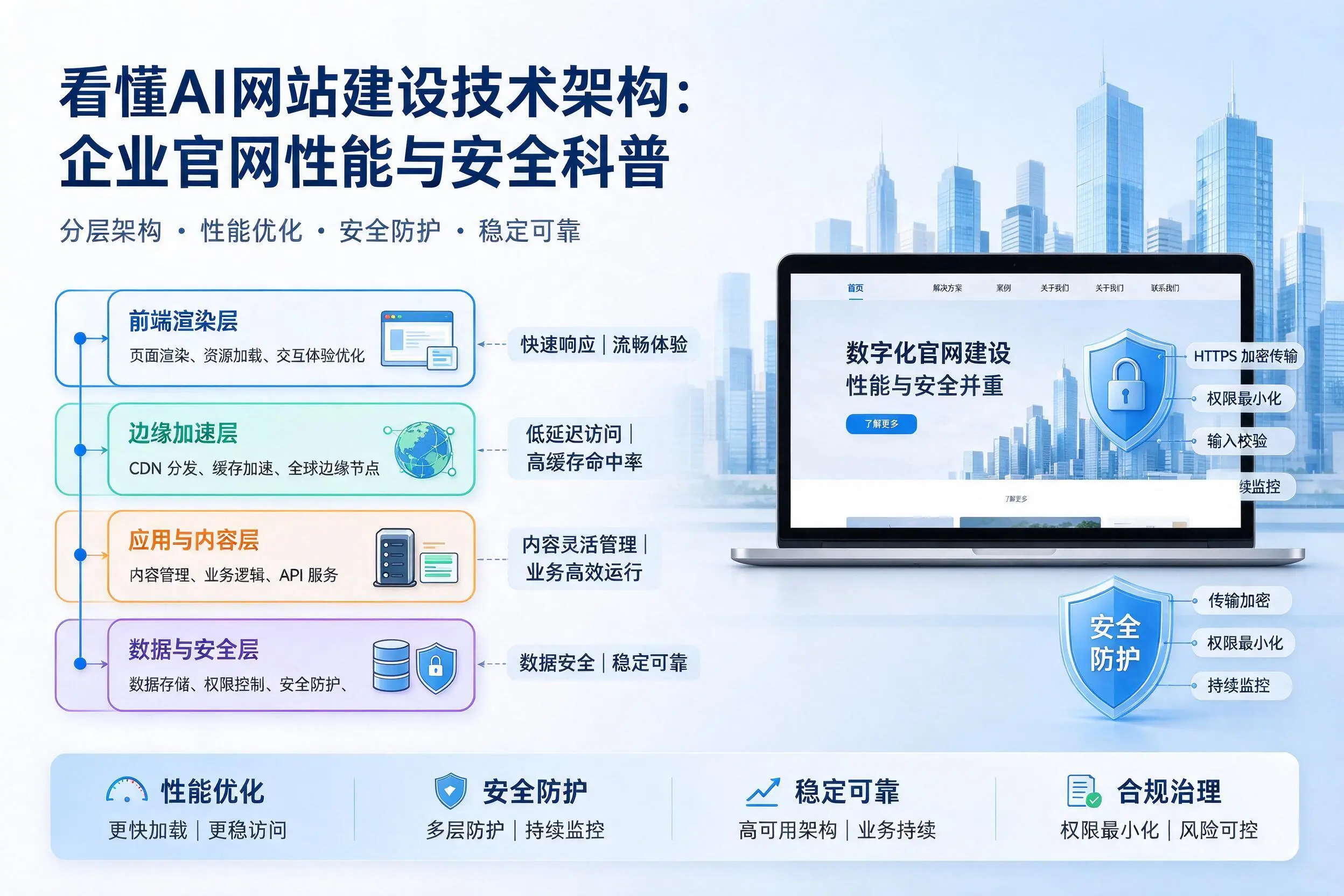 看懂AI网站建设技术架构:枣庄企业官网性能与安全科普