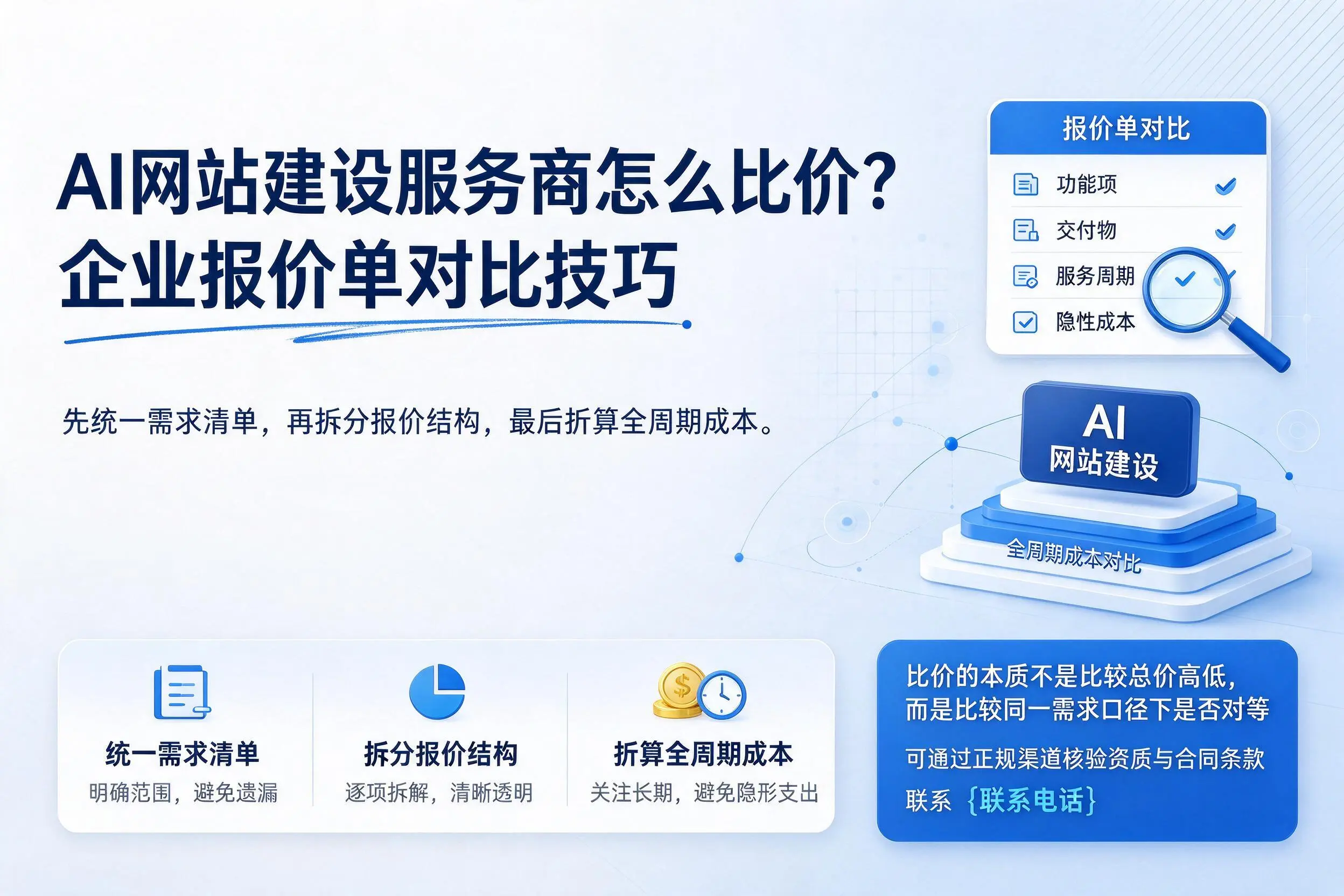 AI网站建设服务商怎么比价?枣庄企业报价单对比技巧