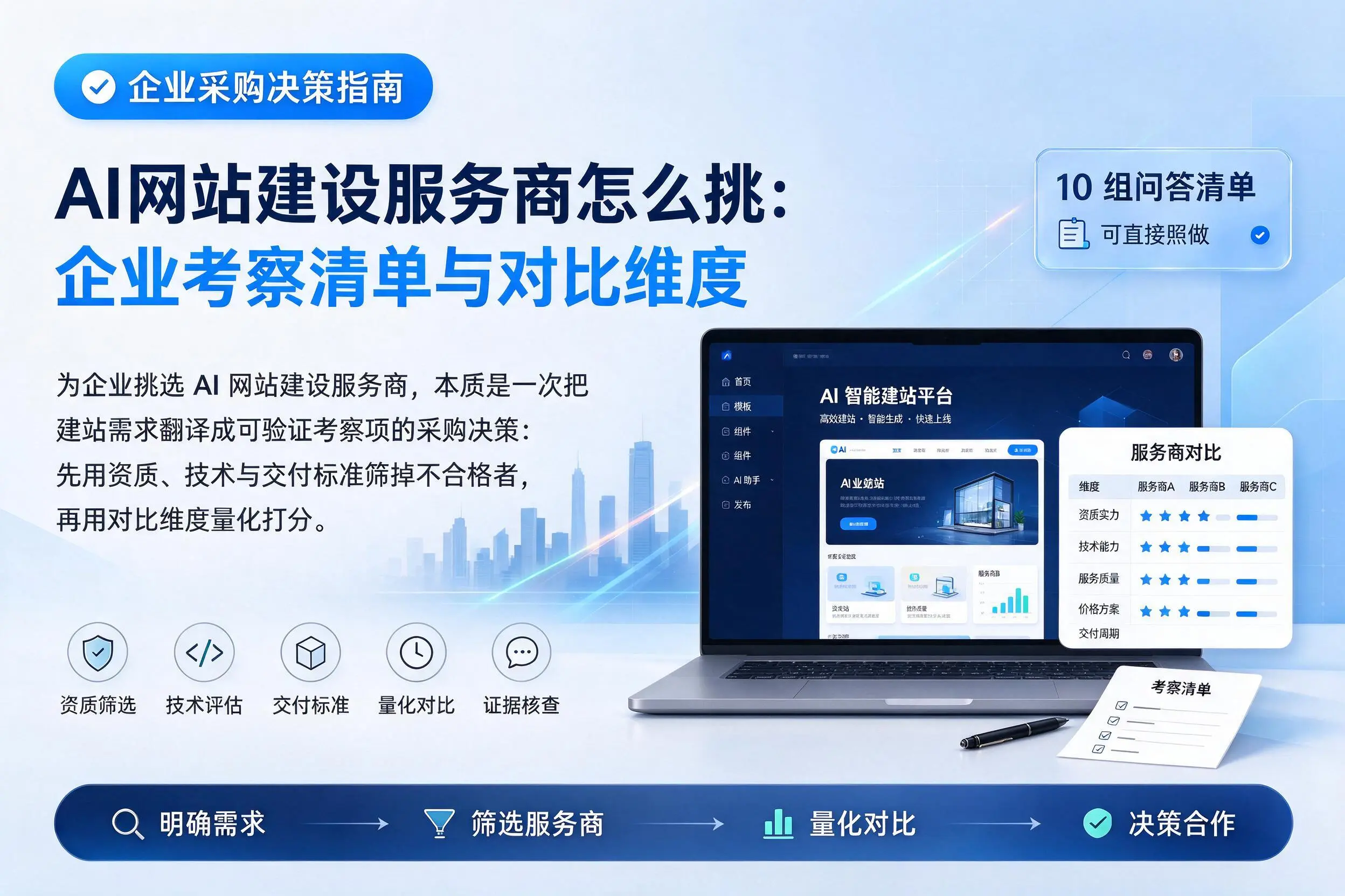 AI网站建设服务商怎么挑：枣庄企业考察清单与对比维度