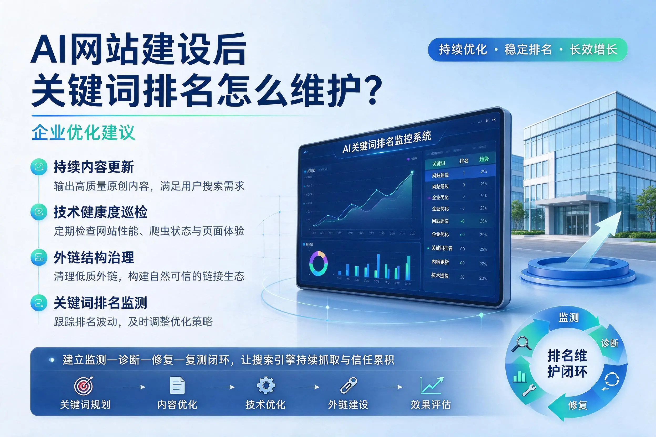 AI网站建设后关键词排名怎么维护?枣庄企业优化建议