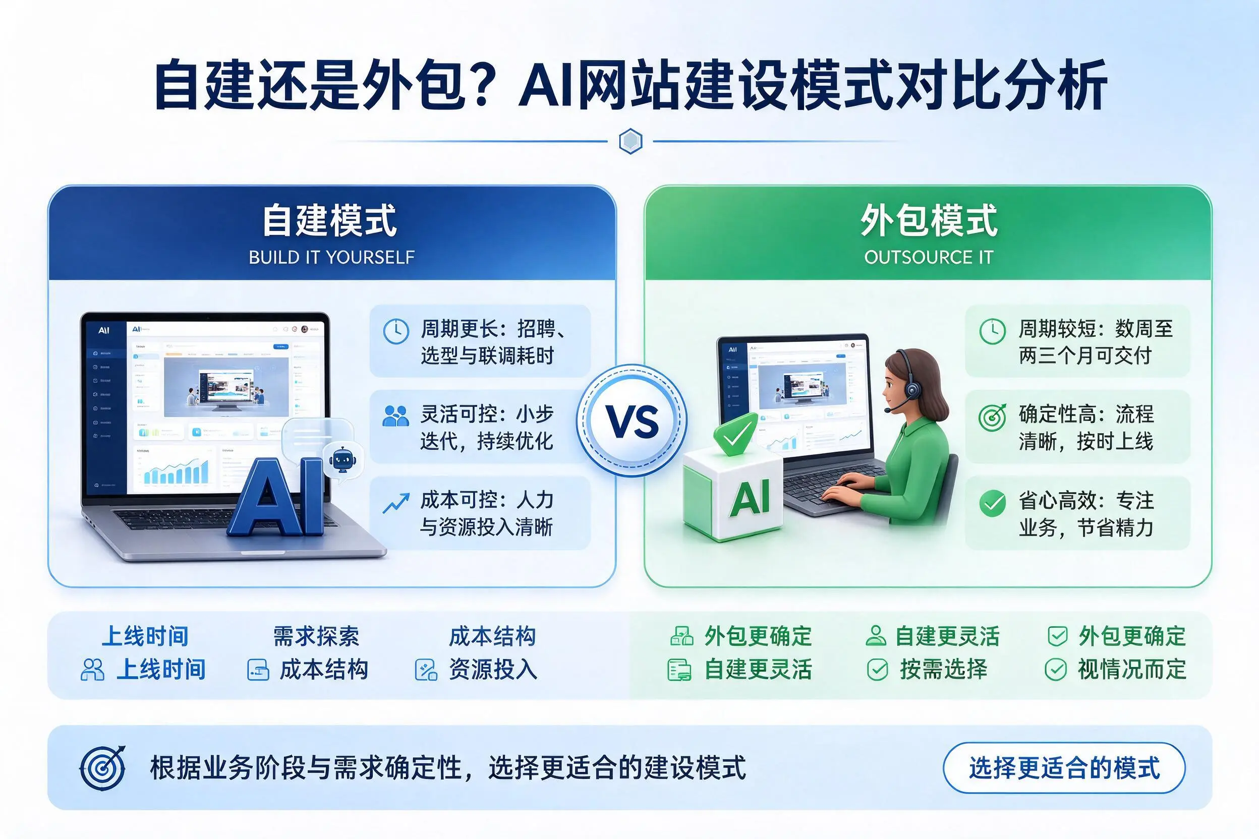 自建还是外包?枣庄AI网站建设模式对比分析