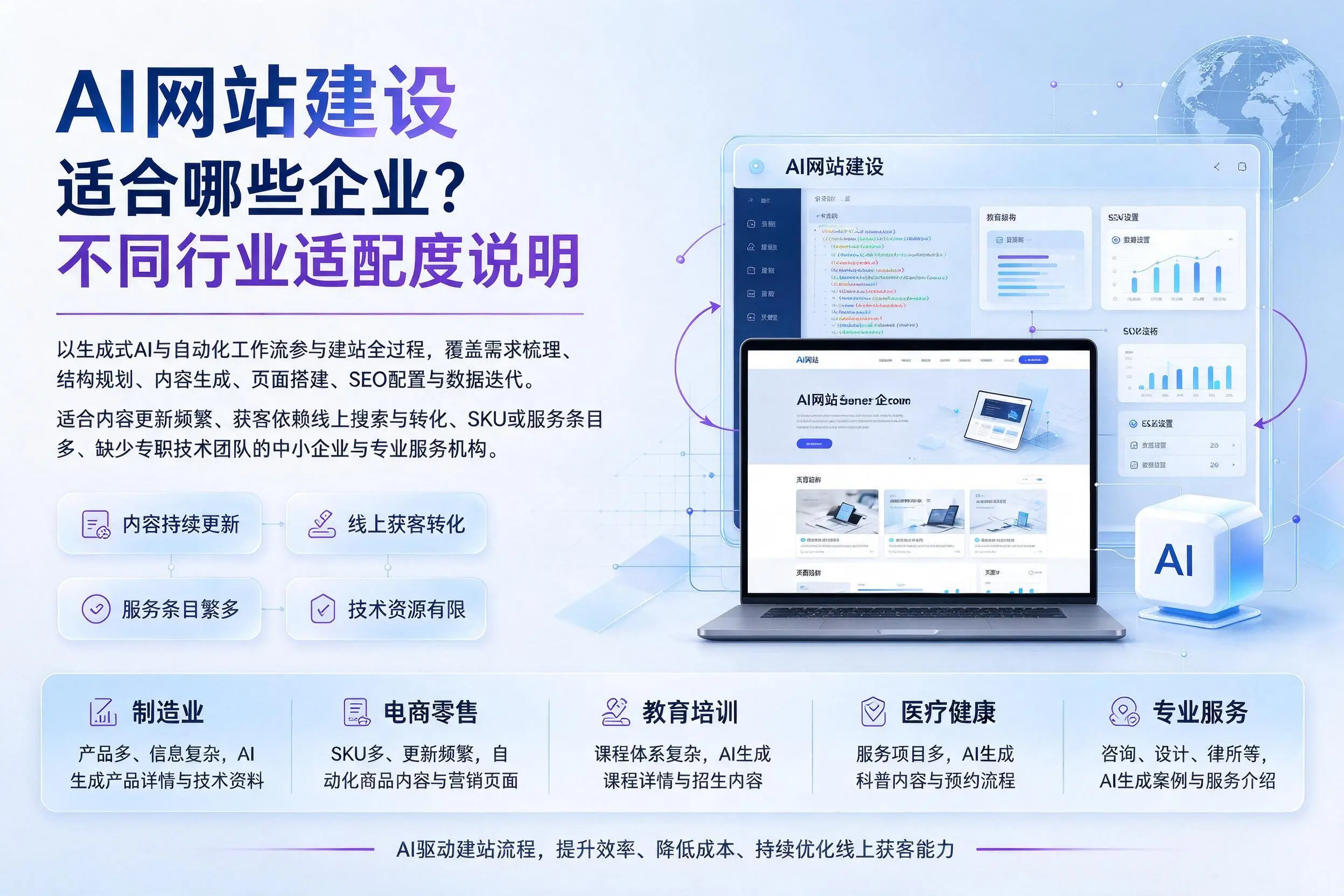 AI网站建设适合哪些企业？枣庄不同行业适配度说明